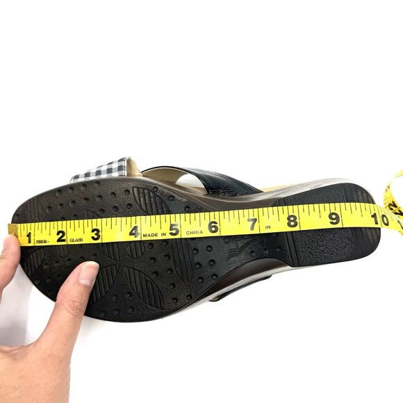 Dansko Wedge Sandals 42 US 11 Black Patent Gingham Slip On Heel Comfort Shoe - Picture 9 of 12